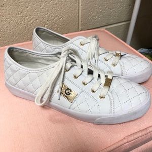 G by Guess white pleated sneakers